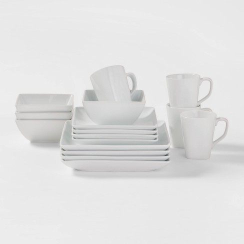 Square Rim Porcelain 16pc Dinnerware Set Threshold Target