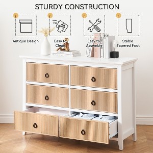 Modern Farmhouse Wood Storage Cabinet with Metal Handles, Drawer Rattan Dresser,Chest of Drawers Closet Organizers for Bedroom,Living Room - 1 of 4