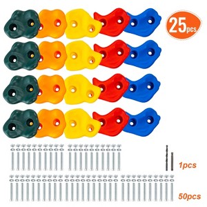 VEVOR 25 Rock Climbing Holds, Multi-Size and Multi-Colored Climbing Rocks for Kids and Adults, Rock Wall Holds with Mounting Hardware - 1 of 4