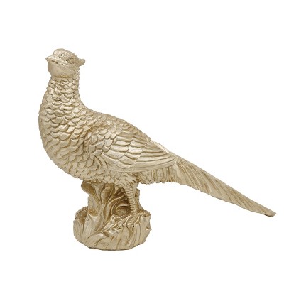 Transpac Resin Pheasant Gold Decorative Object Animal Figurine for Fall Harvest Tabletop Decor Indoor Use Gift Giving and Hostess Gifts Spot or Wipe