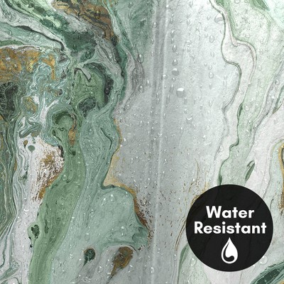Green and White Marble Abstract Polyester Shower Curtain