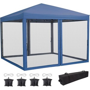 10x10' Pop Up Canopy, Heavy Duty Party Tent with 4 Sidewall Nets, Height Adjustable Portable Sun Shelter with Roller Bag for Parties Camping - 1 of 4