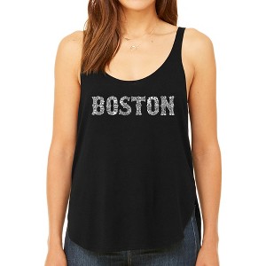 LA Pop Art Women's Premium Word Art Flowy Tank Top - BOSTON NEIGHBORHOODS - 1 of 4