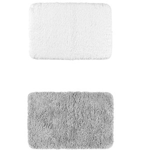 Unique Bargains Extra Soft Thick Microfiber Non-Slip Plush Bath Mats 2 Pcs - 1 of 4