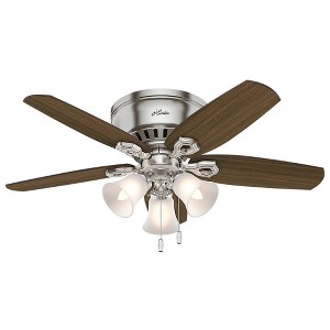 42" Builder Low Profile Ceiling Fan (Includes LED Light Bulb) Nickel - Hunter Fan: 3-Speed, Reversible Motor, Flush Mount - 1 of 4
