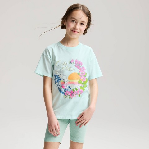 Детские Cat & Jack Girls' Oversized Short Sleeve Graphic Jersey T-Shirt - Cat & Jack™ Green M