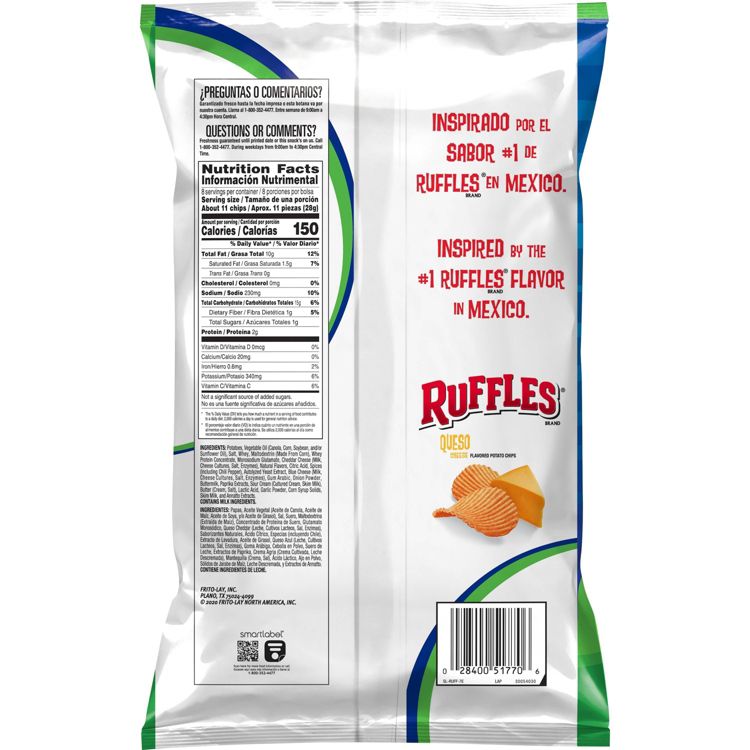 Ruffles Queso Flavored Potato Chips - 8oz, 2 of 5
