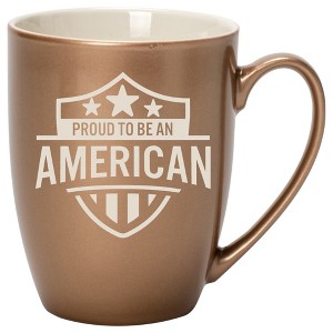 100 North United States 10 Ounce Bronze Metallic Finish, Comfortably Fits Your Hands, New Bone China Coffee Tea Cup Mug, Proud To Be An American - 1 of 1