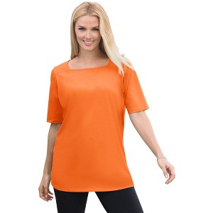 Woman Within Perfect Elbow-Sleeve Square-Neck Tee - 1 of 4