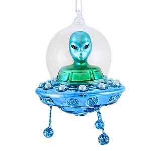 Cody Foster 4.0 Inch Flying Ufo Christmas Tree Ornament , Alien
