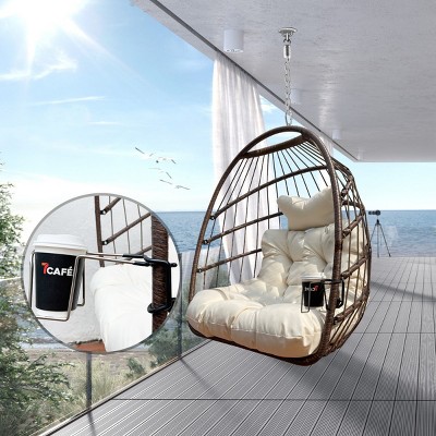 Indoor Or Outdoor Hammock Egg Basket Chair,Hanging Chair With Cushion And Metal Frame,Woven Rattan Patio Lounge Hammock Chair-Coolbibila