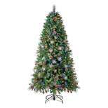 Home Heritage Lincoln Prelit Decorated Artificial Holiday Tree with Multicolored Lights