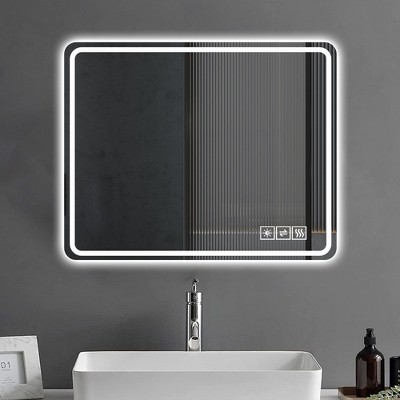 Whisen Touchable LED Bathroom Vanity Wall Mirror with Adjustable Dimmable Lights and One-Touch Defogging