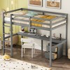 VASIP Grey Twin Loft Wood Bed with Under-bed Storage, Built-in Desk, 2-Drawer Cabinet, Safety Guardrails & Ladder - 2 of 4