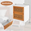 Costway 1/2 PCS Rattan Nightstand with Storage Wood End Sofa Side Table with 2 drawers Wood Legs - image 3 of 4