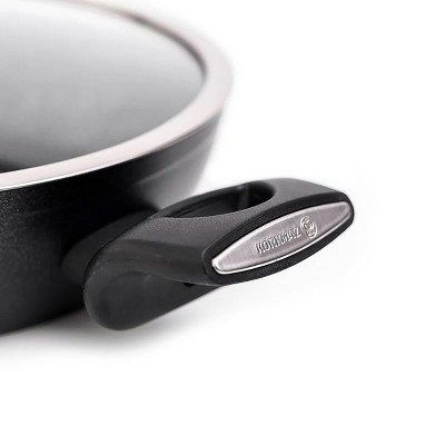 Korkmaz 3 Liter Black Aluminum Nonstick Casserole Dish with Lid