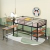 Twin Size Metal Loft Bed with Desk and Shelves - 3 of 4