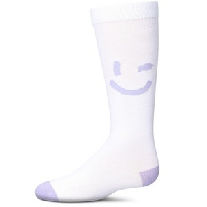 Memoi Girls' Air Brush Winking Smiley Cotton Blend Knee High Sock - 1 of 3