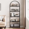5 Tier Arched Bookcase,Modern Vertical Tall Bookcase,Metal Wooden Storage Shelves for Bedroom,Living Room,Home Office - 2 of 4