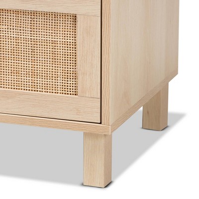 Sebille Light Brown Wood and Rattan 3-Drawer Chest