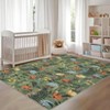 Floral Print Area Rugs Farmhouse Accent Rug with Non-Slip Backing, Washable Soft Low Pile Indoor Floor Mats for Bedroom, Living Room - 2 of 4