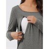 cheibear Womens Casual Round Neck Maternity Long Sleeve Loungewear Dress with Pockets - 4 of 4