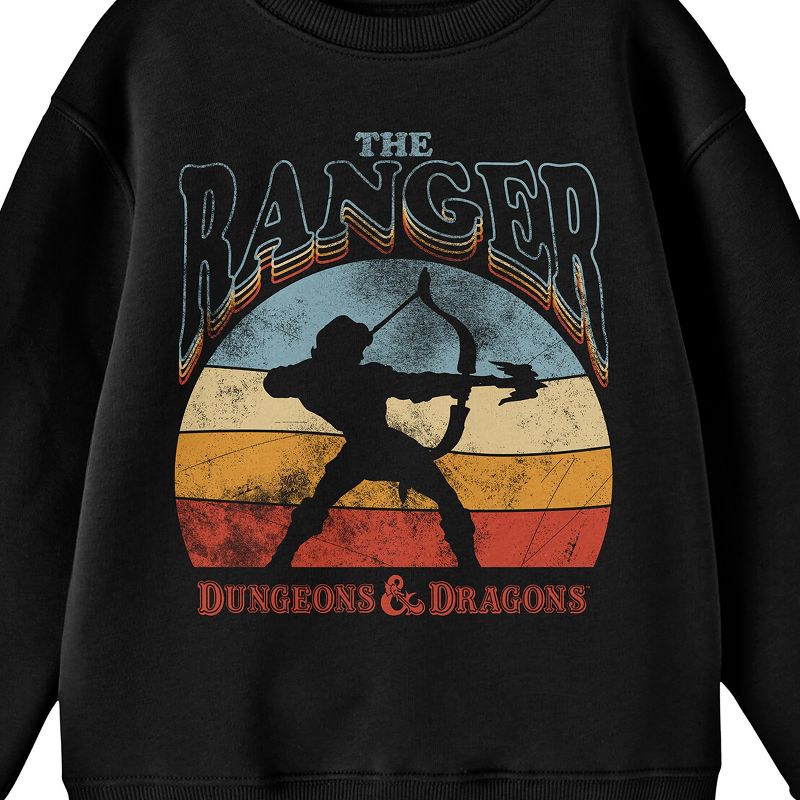 Bioworld Dungeons & Dragons Ranger Distressed Colored Graphic Youth Black Crew Neck Sweatshirt, 2 of 3