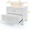 Homhougo Nightstand, Side Table with Charging Station and LED Lights Glass Top Bedside Table with 2 Drawers for Living Room, Bedroom - 2 of 4