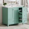 Okak 30" Modern Bathroom Vanity with Ceramic Sink, Gold Handles & Stripes, Bathroom Sink Vanities Storage Cabinet with Open Shelf & 2 Drawers - 3 of 4