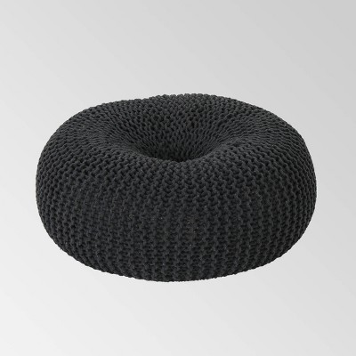 Burley Knitted Donut Pouf Dark Gray - Christopher Knight Home: Cotton Upholstered, No Assembly Required