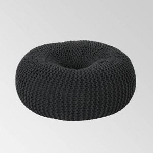 Burley Knitted Donut Pouf Dark Gray - Christopher Knight Home: Cotton Upholstered, No Assembly Required - 1 of 4