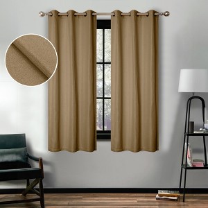 Classic Linen Design Room Darkening Semi-Blackout Curtains, Set of 2 by Blue Nile Mills - 1 of 4