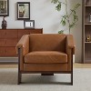 Lirago,Mid-Century Modern Accent Chair with Brown PU Leather-Deep Cushions, Wide Armrests & Solid Wood Frame - 2 of 4