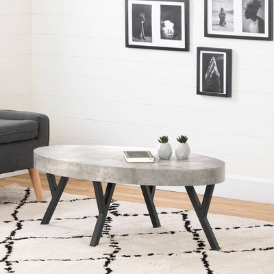 Urban Industrial Chic Oval Wood Coffee Table with Metal Legs
