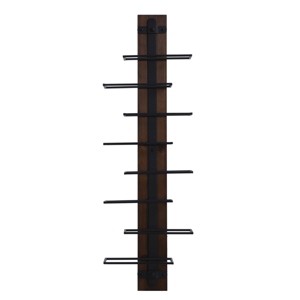 Wood and Metal Heath Wall Wine Holder Framed Canvas - StyleCraft: Espresso Finish, Vertical Display - 1 of 4