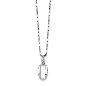 Black Bow Jewelry Diamond Oval Keyhole Necklace in Rhodium Plated Silver, 18-20 Inch - 1 of 4