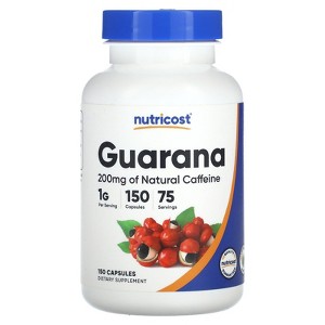 Nutricost Guarana, 1,000 mg, 150 Capsules (500 mg per Capsule) - 1 of 2