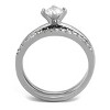 Slickblue Women’s Wedding Style Ring Set, Solitaire CZ with Accent Band, Polished Stainless Steel, Size 5–10 - 3 of 4