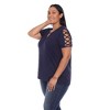 Plus Size Keyhole Neck Cutout Short Sleeve Top - White Mark - 2 of 4