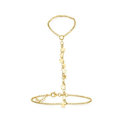 Ross-Simons Italian 18kt Gold Over Sterling Star Hand Chain Bracelet Size 7