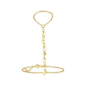 Ross-Simons Italian 18kt Gold Over Sterling Star Hand Chain Bracelet Size 7 - 1 of 4
