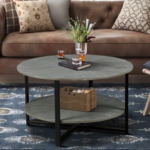 NicBex 31.5 Inch Round Coffee Table with 2-Tier Storage,Farmhouse Cocktail Table for Living Room - 1 of 4