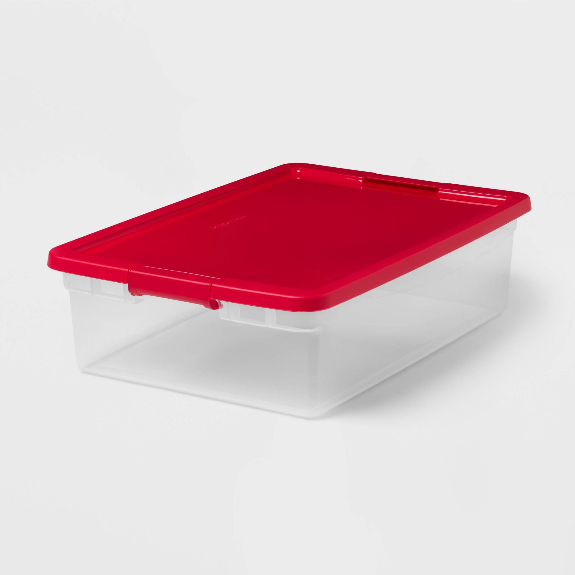 32qt Latching Clear Storage Box with Lid and Latch Red - Brightroom™
