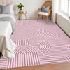 Washable Modern Large Living Room Rugs, Rainbow Print Soft Non Slip Bedroom Carpet, Low Pile Geometric Dining Room Rugs - 2 of 4