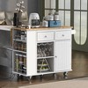 NicBex 2 Drawer Rolling Kitchen Island Cart with 1 Cabinet and 2 Open Shelves,Kitchen Island on Wheels with Rack,Island Table for Kitchen - 2 of 4