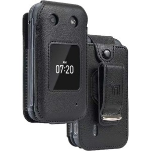 Nakedcellphone Vegan Leather Case with Belt Clip for Nokia 2760 2780 Flip Phone - Black - 1 of 4