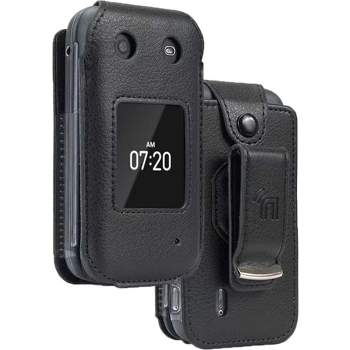 Nakedcellphone Vegan Leather Case with Belt Clip for Nokia 2760 2780 Flip Phone - Black