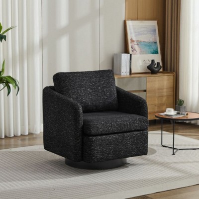 Swivel Accent Chair, Modern Lounge Sofa Barrel Chair With Thick Soft Cushions, 360 Degree Swivel Glide Chair For Bedroom Living Room Waiting Room