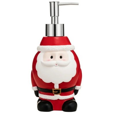 LunaLulinlk Christmas Soap Dispenser,Resin Soap Bottle with Lotion Pump,Countertop Soap Dispenser (Jolly Santa -Red)