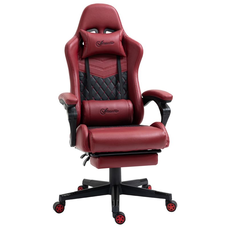 Vinsetto Racing Gaming Chair Diamond PU Leather Office Gamer Chair High Back Swivel Recliner with Footrest, Lumbar Support, Adjustable Height, 5 of 8